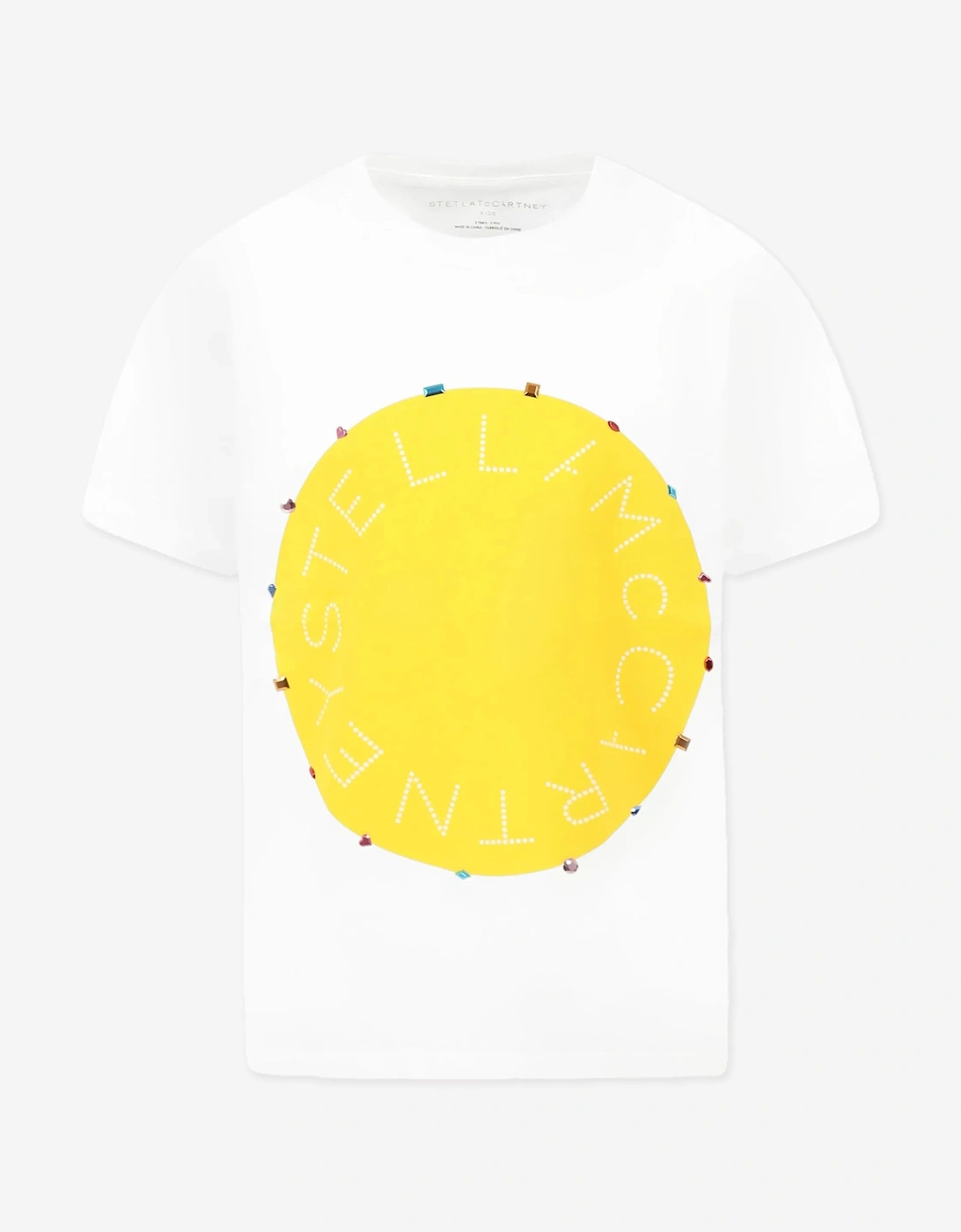 Girls Jewelled Logo T-Shirt in White, 4 of 3