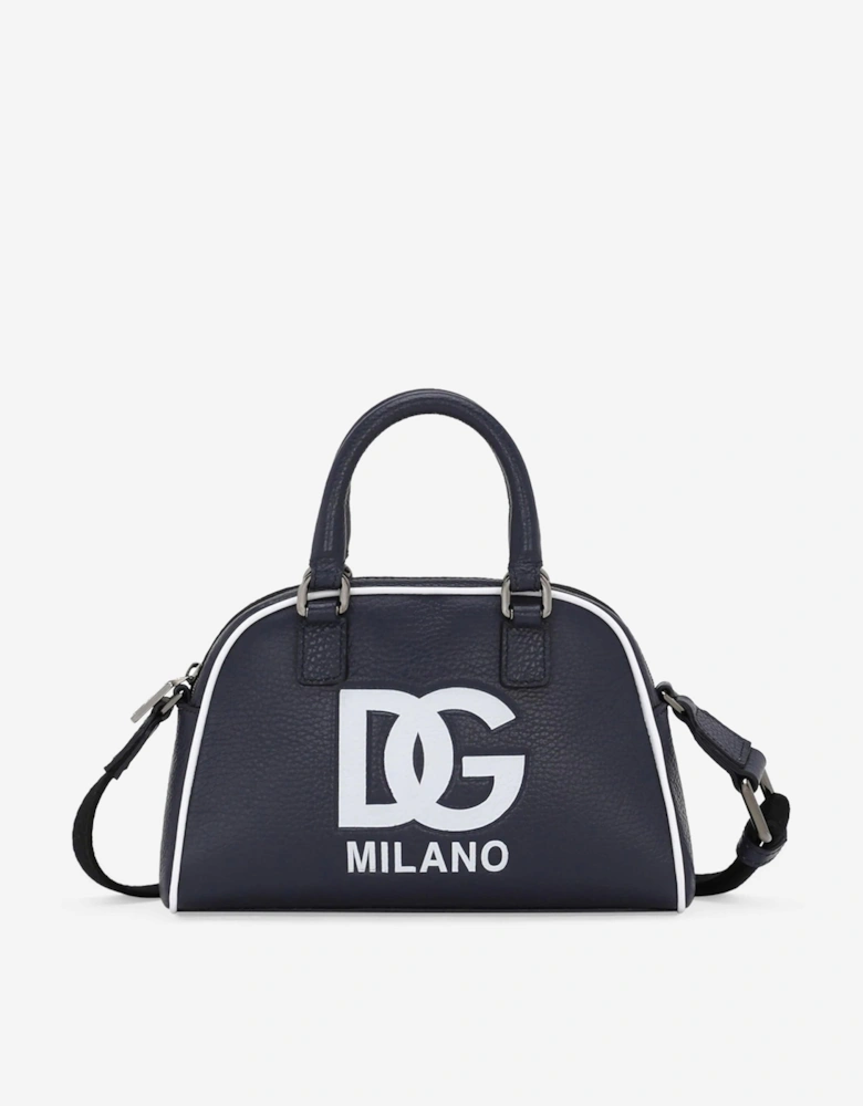 Girls Leather Milano Logo Shoulder Bag in Blue