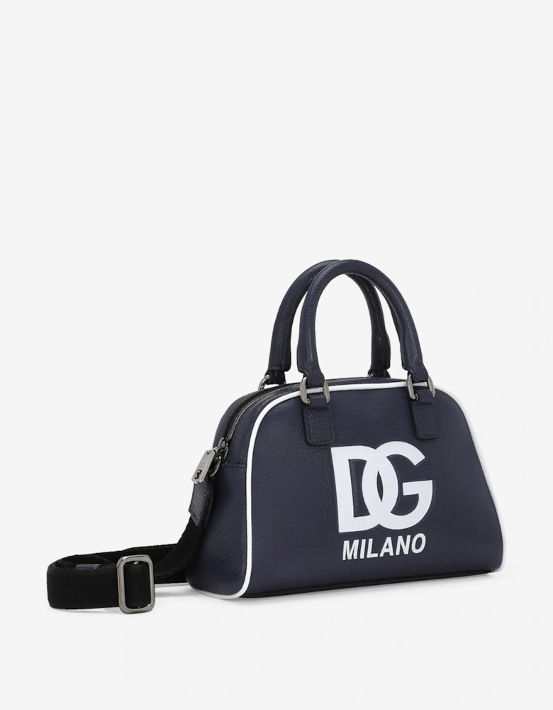 Girls Leather Milano Logo Shoulder Bag in Blue