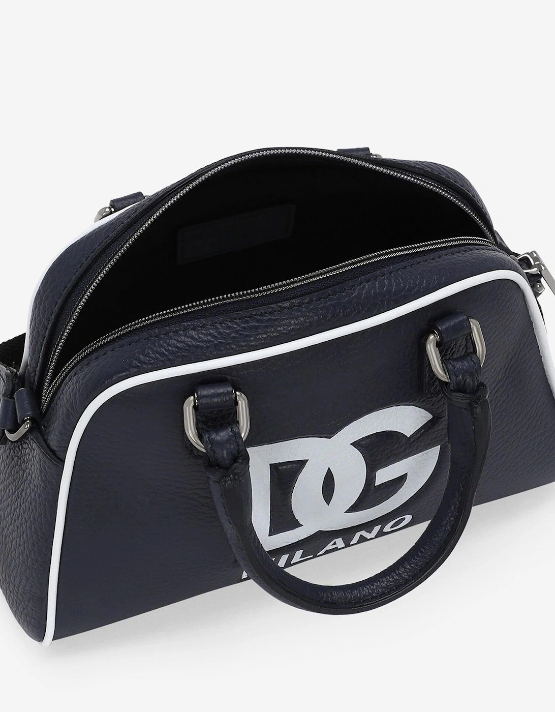 Girls Leather Milano Logo Shoulder Bag in Blue