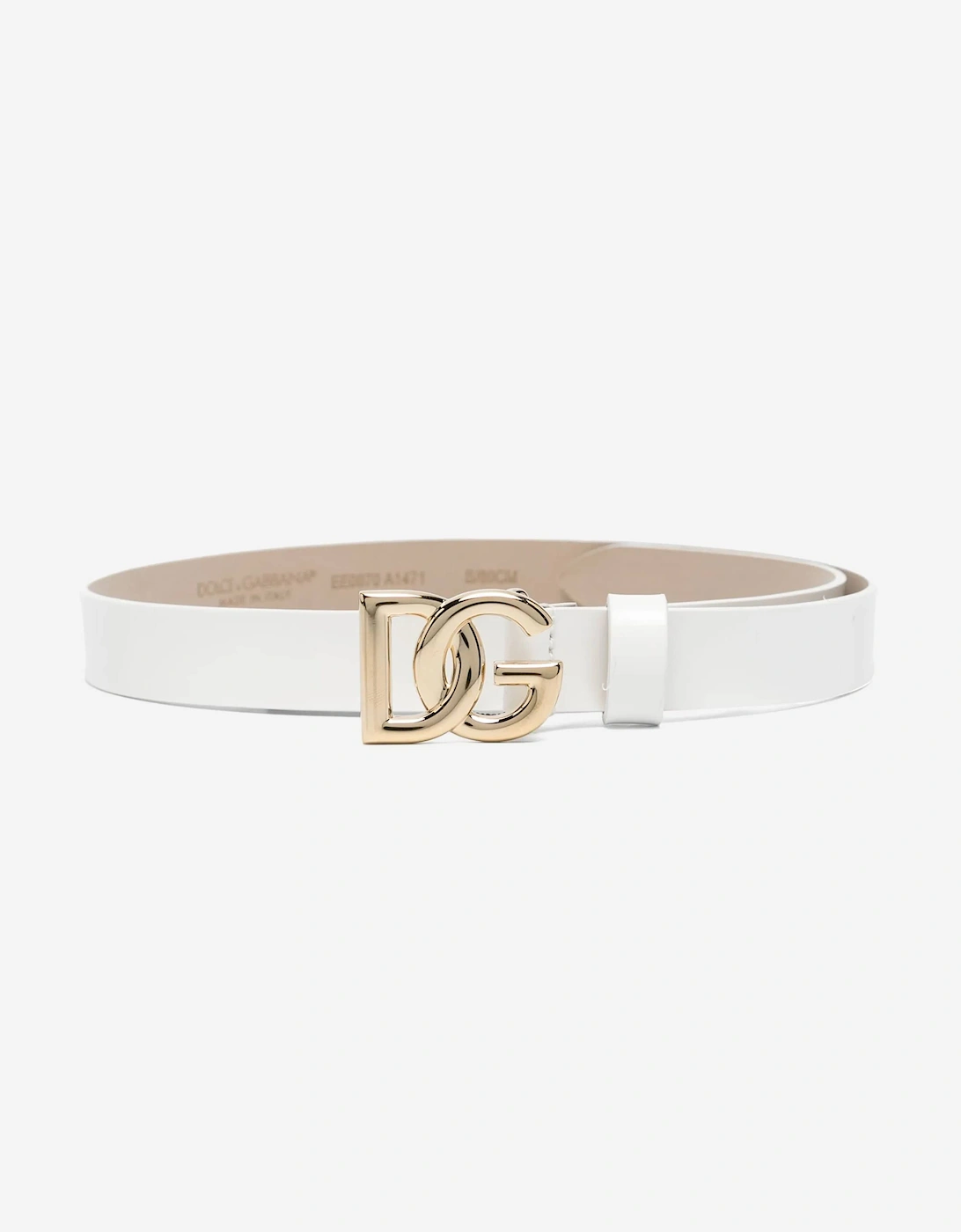 Dolce & Gabbana Girls White 'S Leather Logo Belt In - Size: S 2 - 3 Yrs Kids