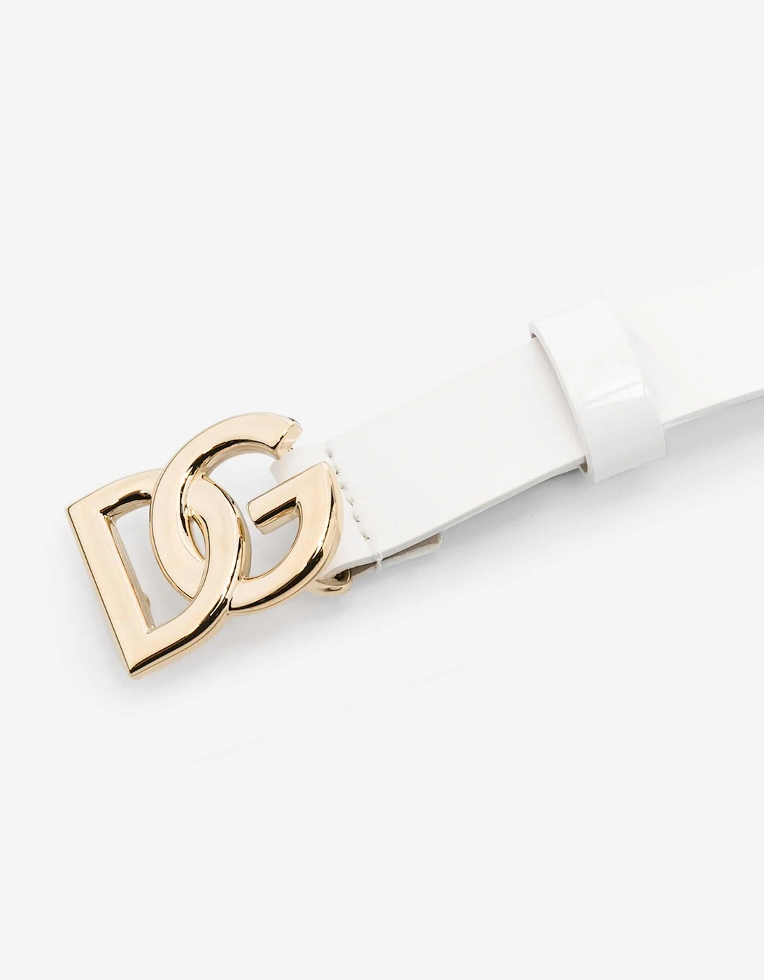 Girls Leather Logo Belt in White