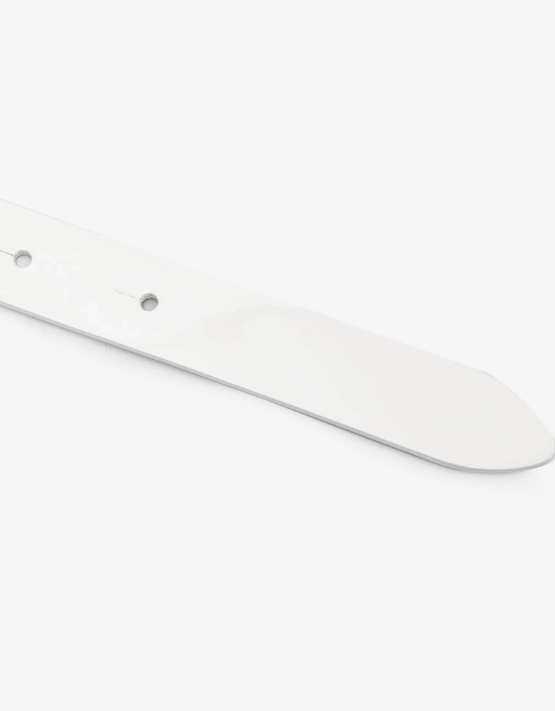 Girls Leather Logo Belt in White