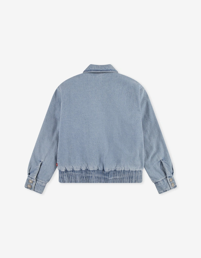 Girls Retro Denim Trucker Jacket in Blue