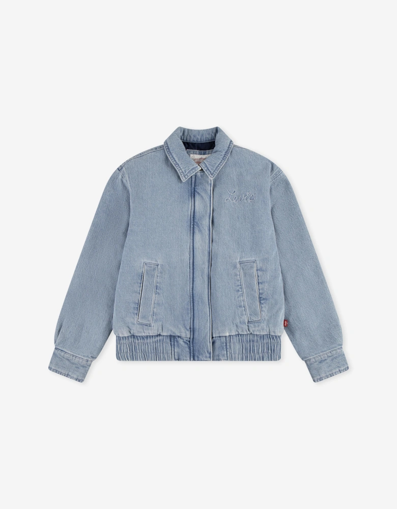 Girls Retro Denim Trucker Jacket in Blue
