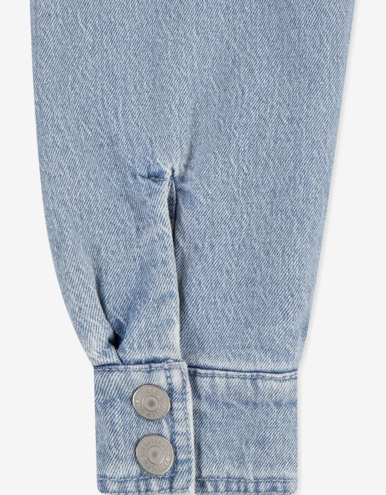 Girls Retro Denim Trucker Jacket in Blue