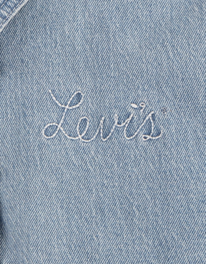 Girls Retro Denim Trucker Jacket in Blue