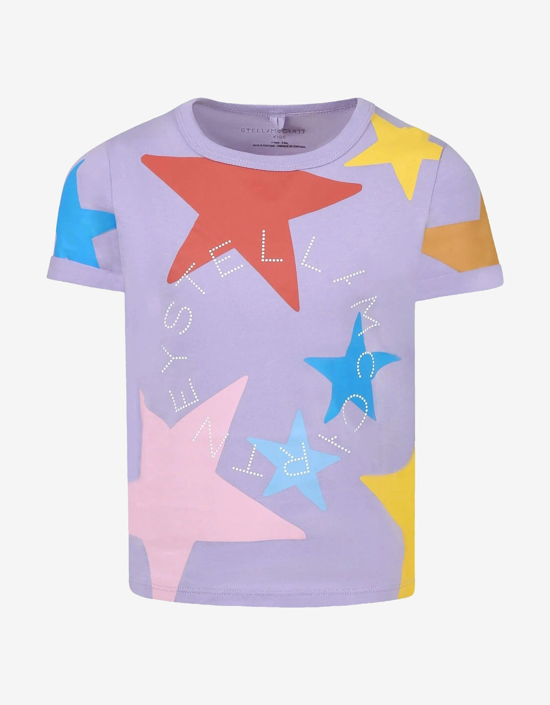 Girls Star Print T-Shirt in Purple, 5 of 4