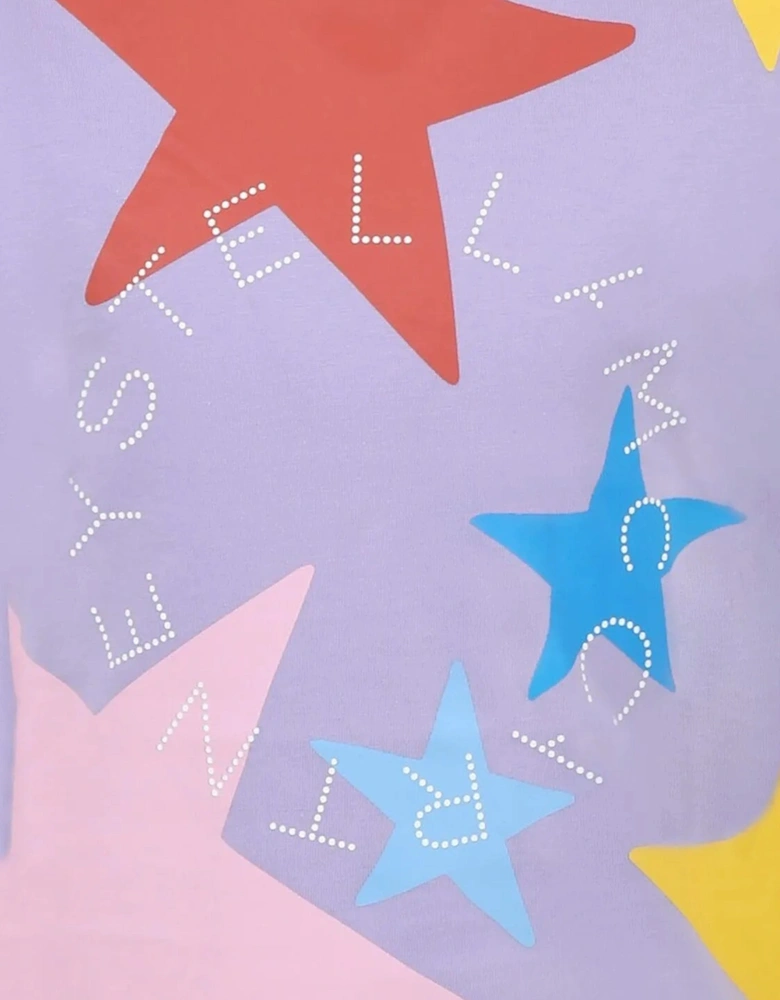 Girls Star Print T-Shirt in Purple