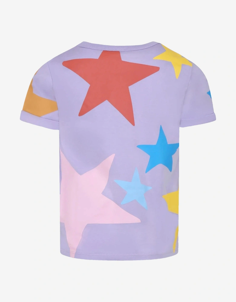 Girls Star Print T-Shirt in Purple