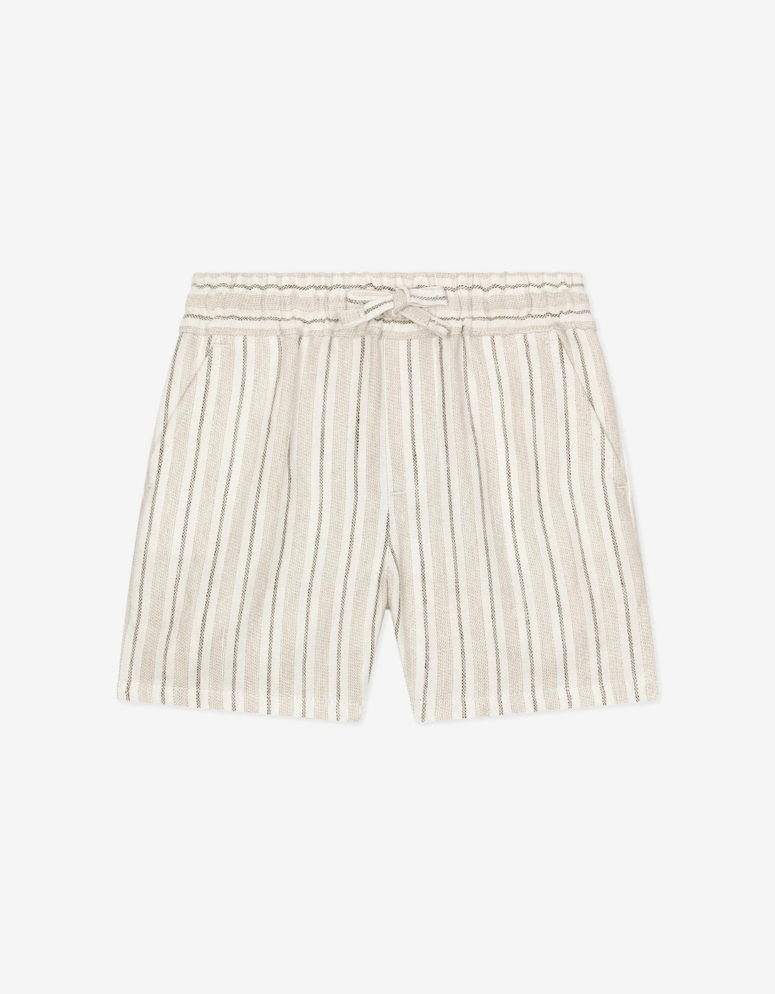 Baby Boys Striped Linen Shorts in Ivory, 5 of 4