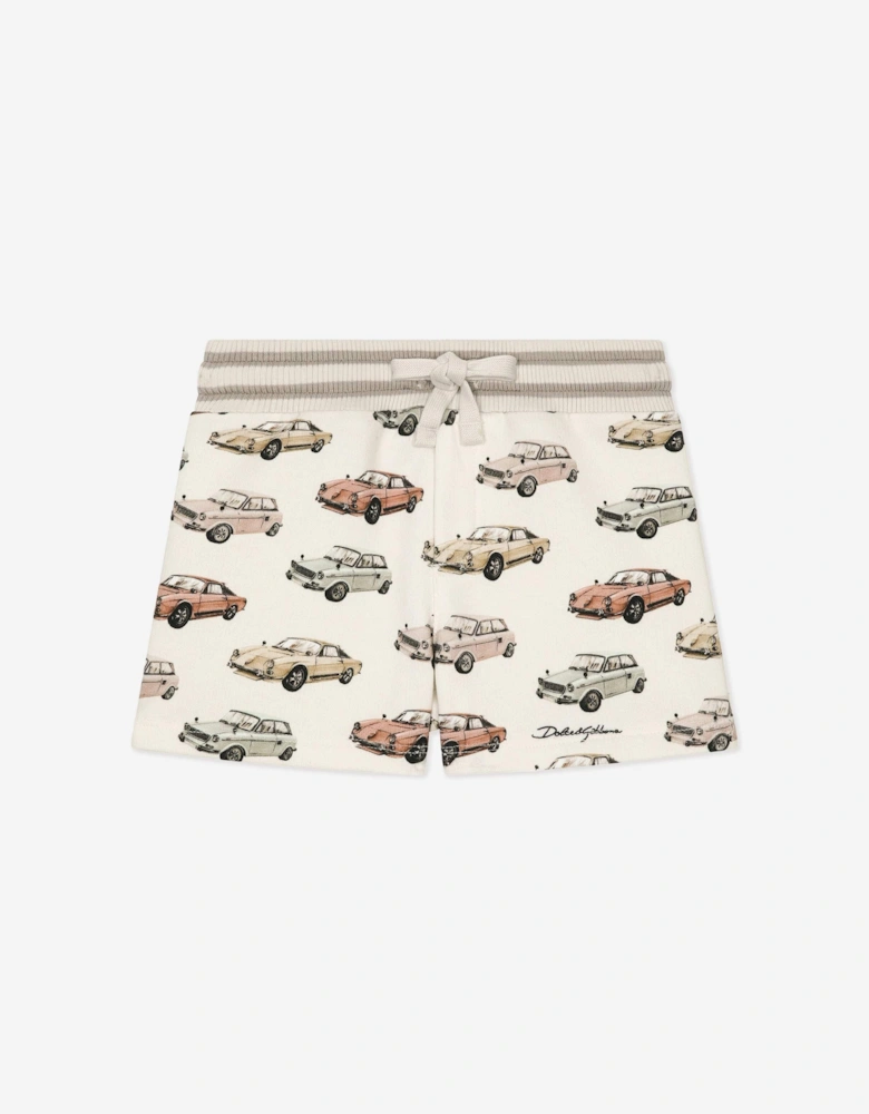 Baby Boys Car Print Shorts in Ivory