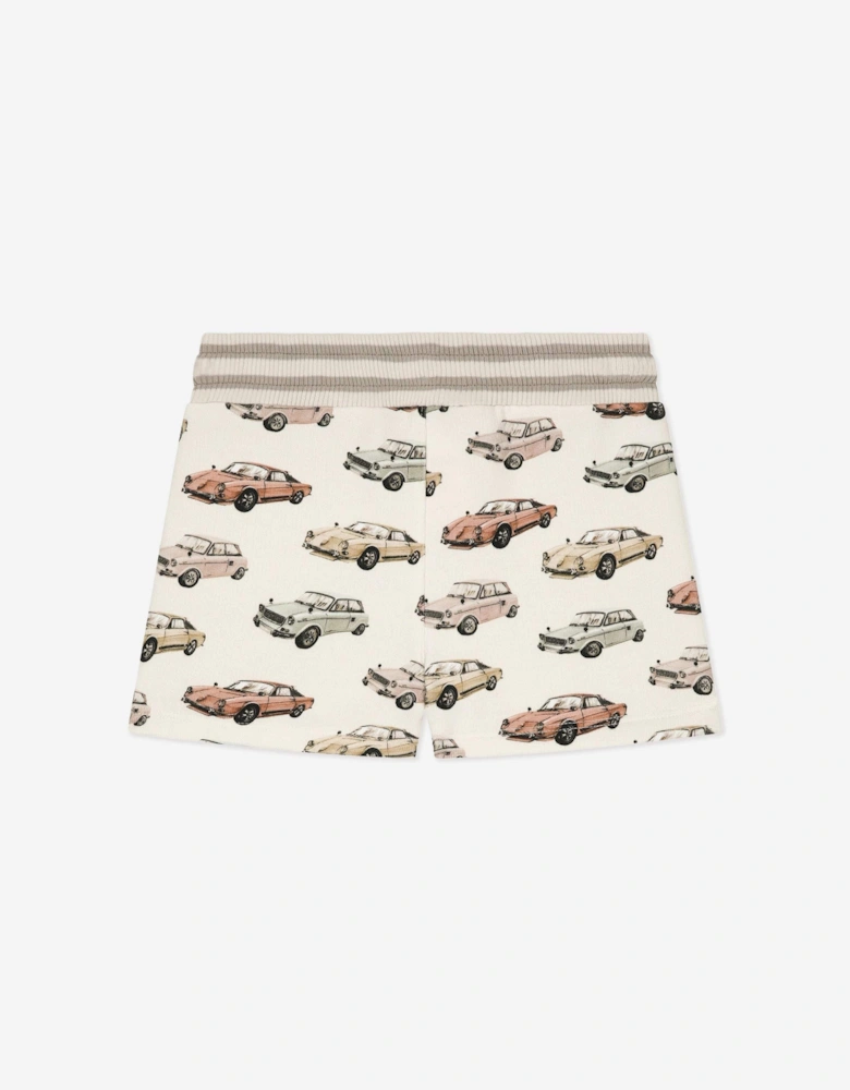 Baby Boys Car Print Shorts in Ivory