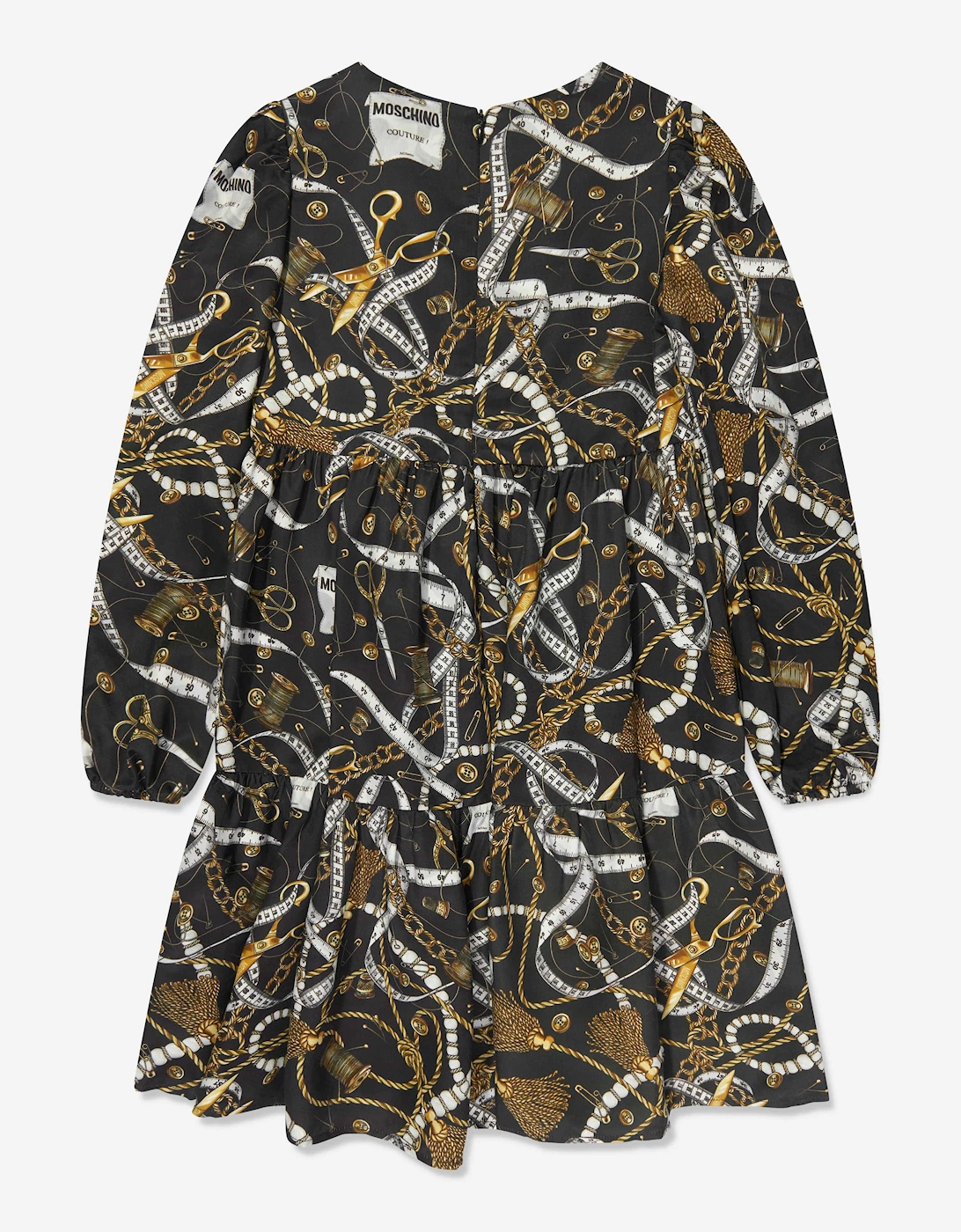 Girls Chain Print Dress in Black