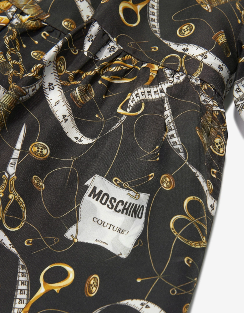 Girls Chain Print Dress in Black
