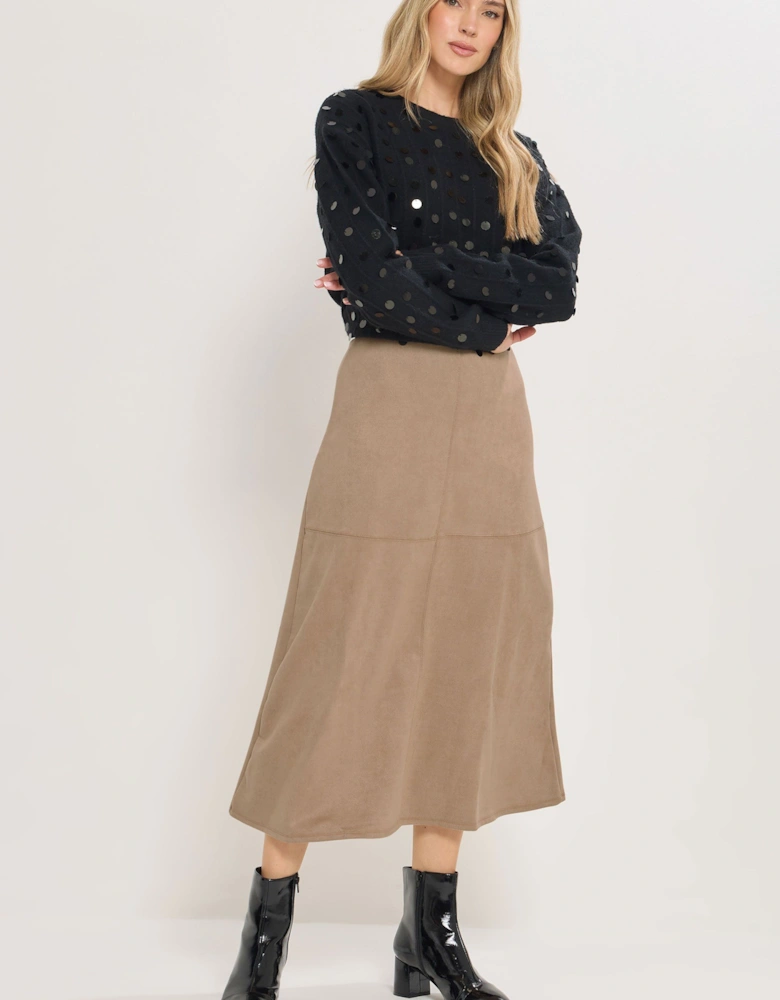 Tall Suedette A-Line Midi Skirt