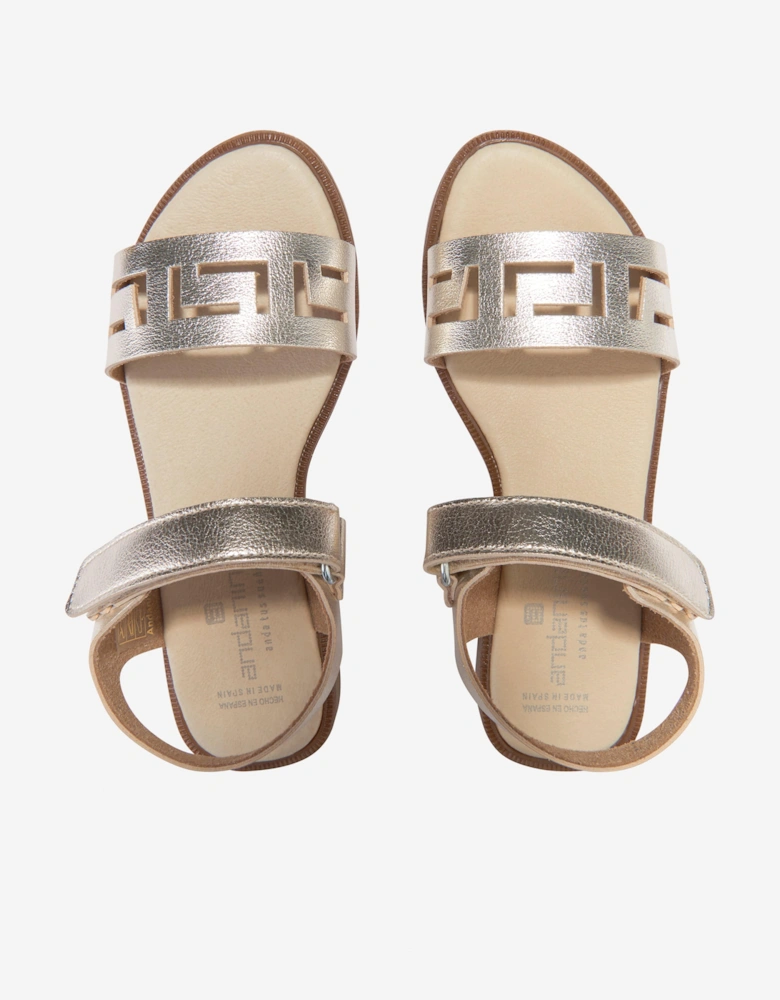 Girls Laser Cut Sandals in Gold