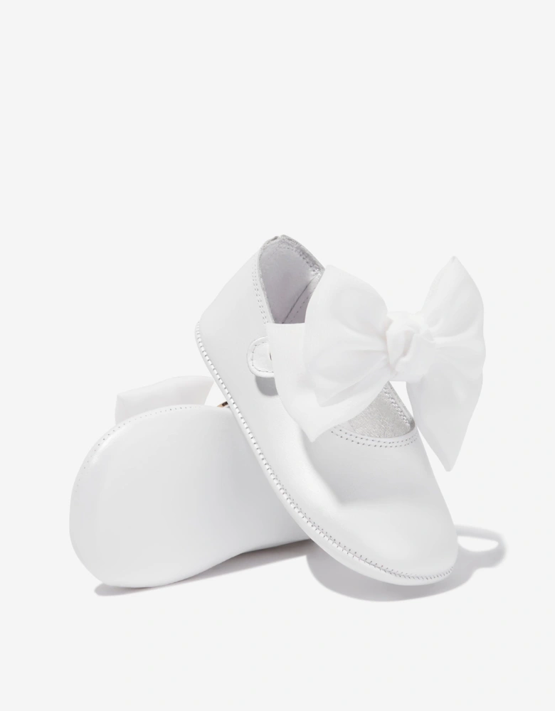 Baby Girls Mary Jane Shoes With Bow in White