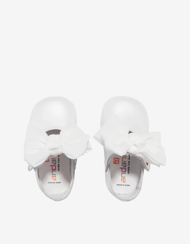 Baby Girls Mary Jane Shoes With Bow in White