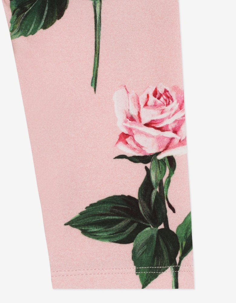Baby Girls Rose Print Leggings in Pink