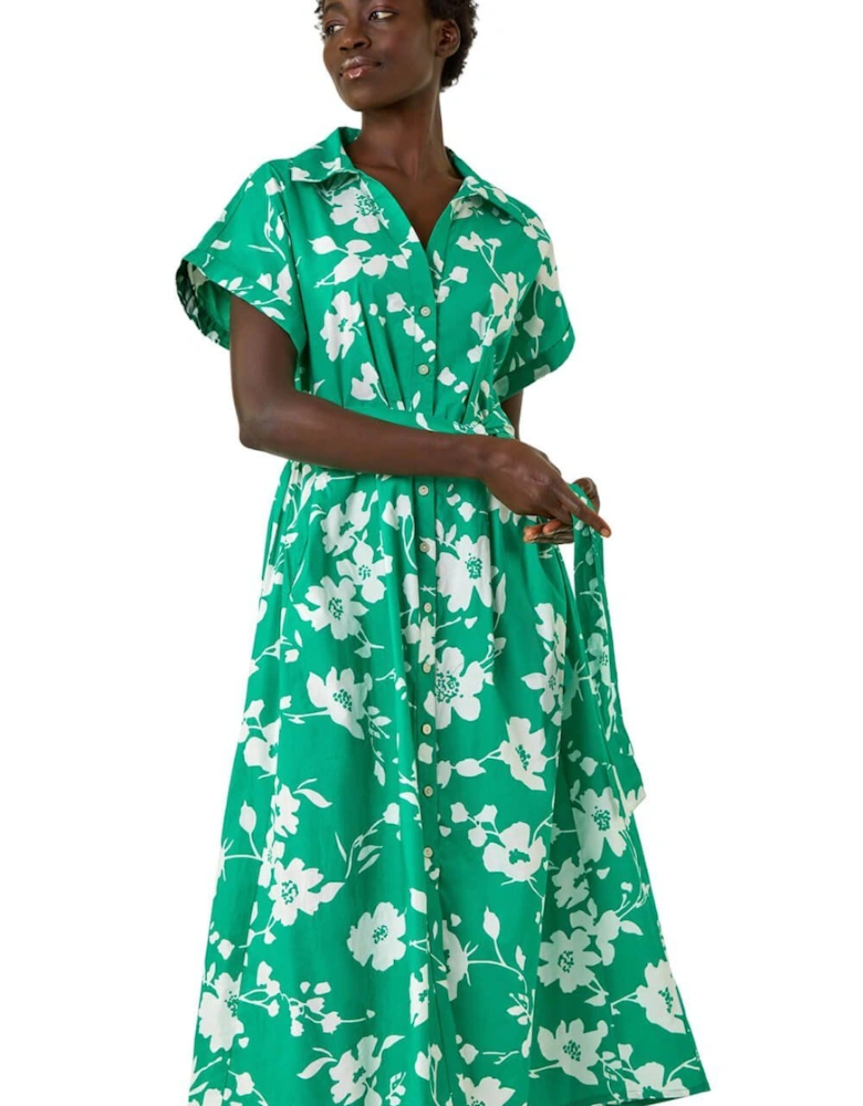 Floral Cotton Poplin Shirt Dress
