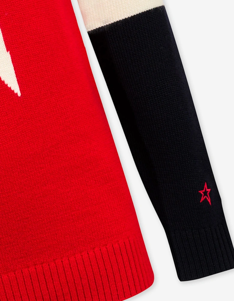 Girls Star Crew Neck Jumper in Red