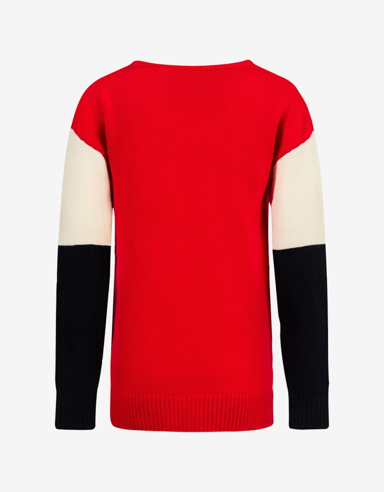 Girls Star Crew Neck Jumper in Red