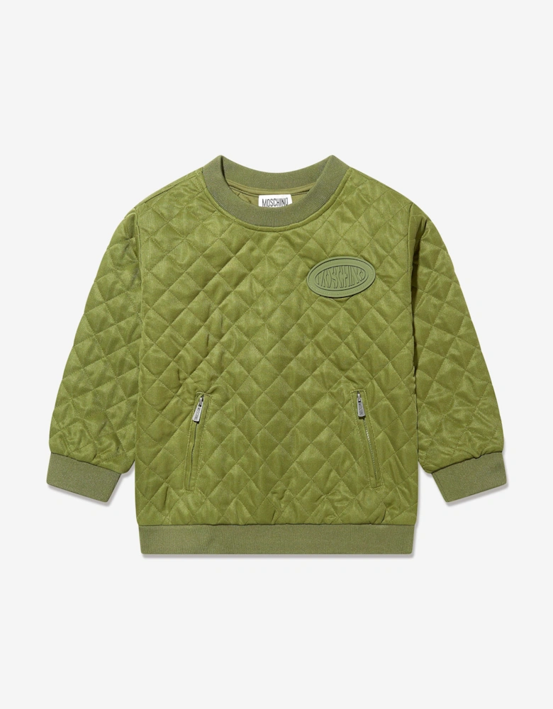 Boys Quilted Sweatshirt in Green