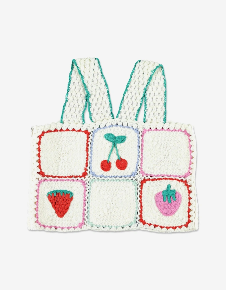 Girls Knitted Fruit Top in Ivory