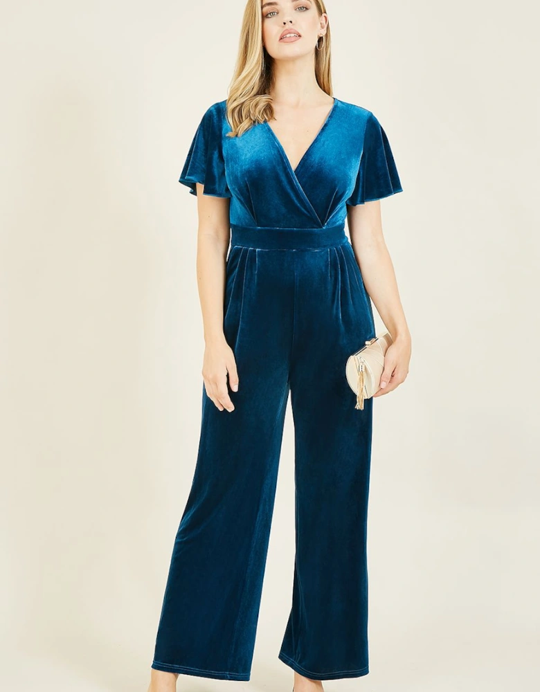 Teal Velvet Jumpsuit