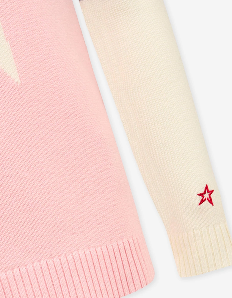 Girls Star Crew Neck Jumper in Pink