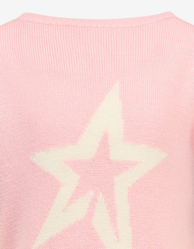 Girls Star Crew Neck Jumper in Pink