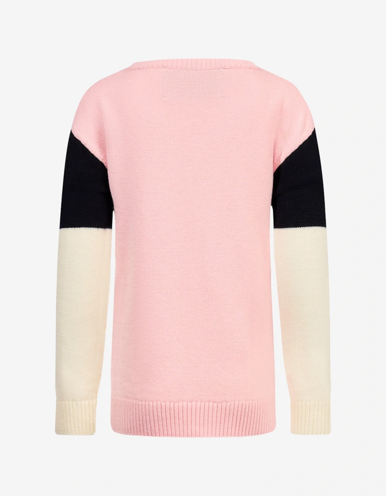 Girls Star Crew Neck Jumper in Pink