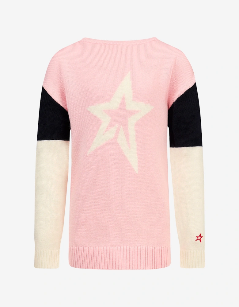 Girls Star Crew Neck Jumper in Pink