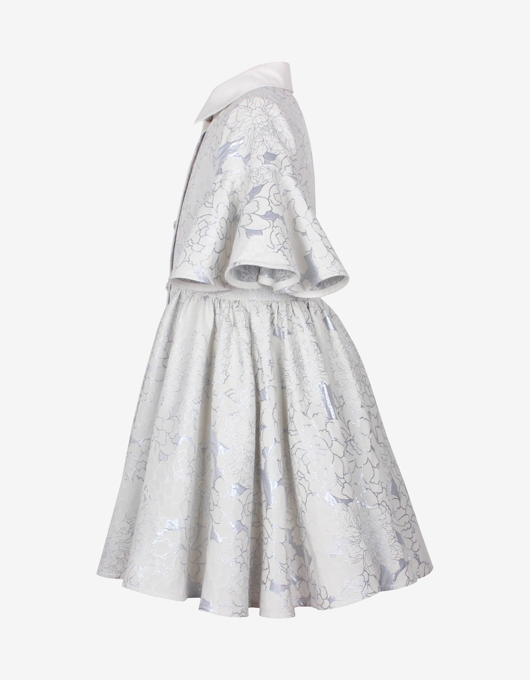 Girls Little Sister Flower Jacquard Dress in Blue