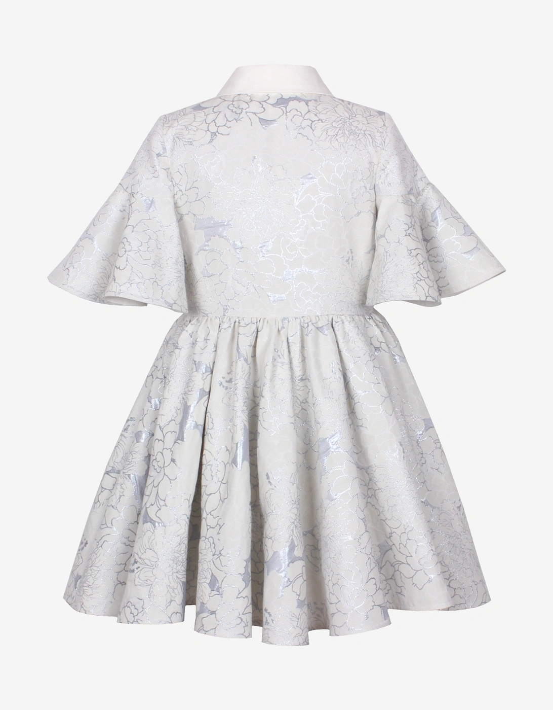 Girls Little Sister Flower Jacquard Dress in Blue