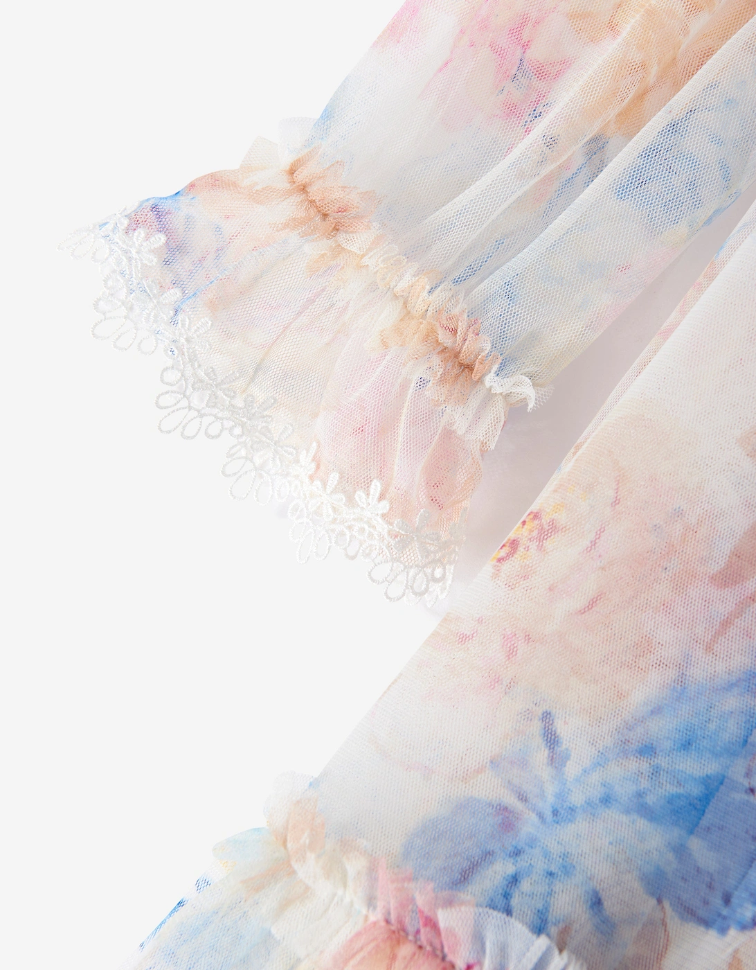 Girls Tulle Mariannes Floral Dress in White