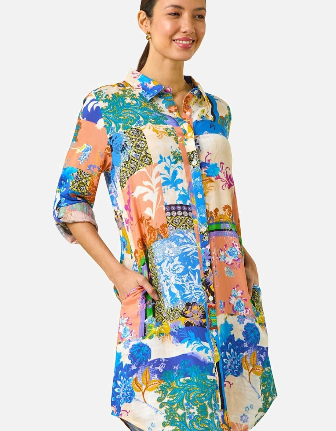 Abstract Collared Shirt Dress, 2 of 1