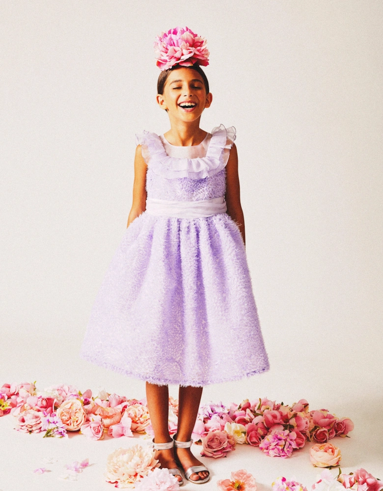 Girls Silk Georgette Occasion Dress in Purple