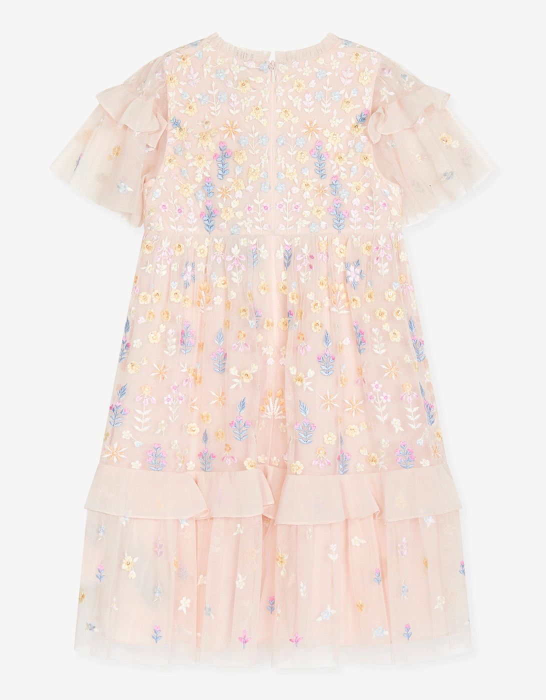 Girls Tulle Flowerbed Embroidery Dress in Pink
