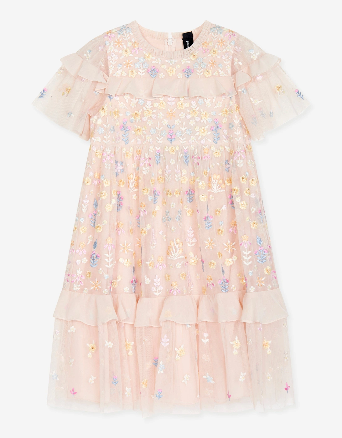 Girls Tulle Flowerbed Embroidery Dress in Pink, 6 of 5