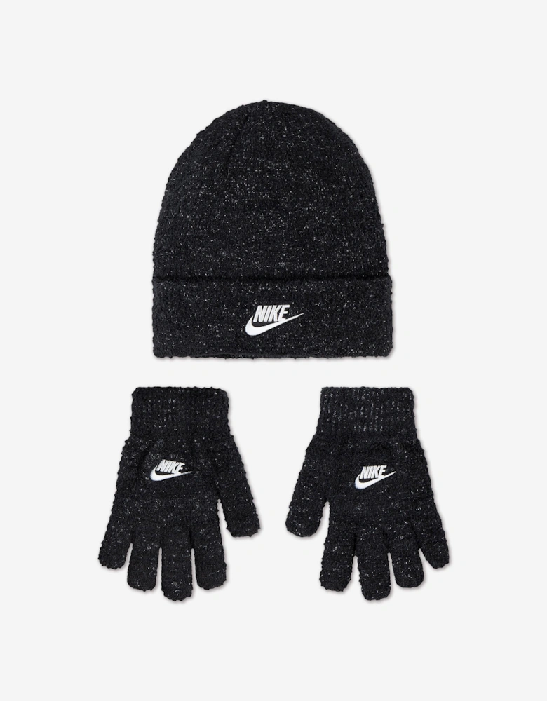 Girls Twinkle Cozy Apex Beanie and Glove Set in Black
