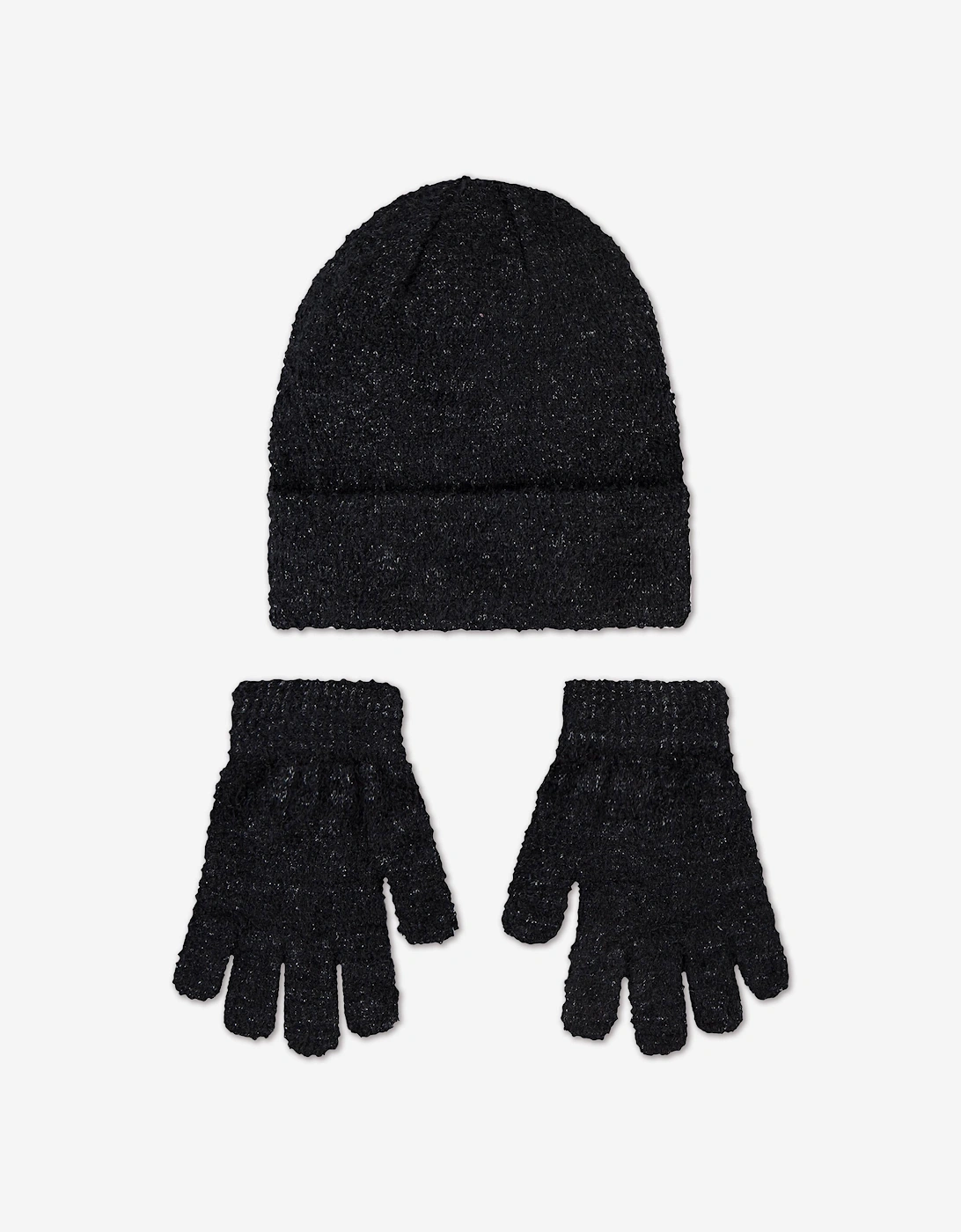 Girls Twinkle Cozy Apex Beanie and Glove Set in Black