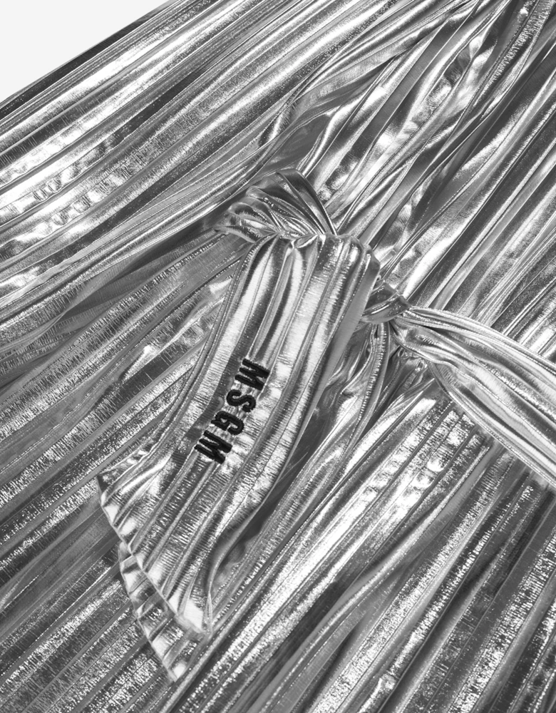 Girls Pleated Dress in Silver