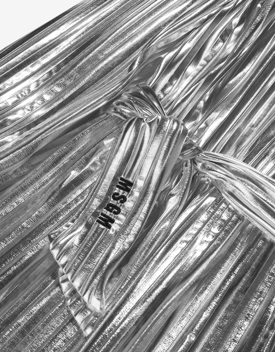 Girls Pleated Dress in Silver