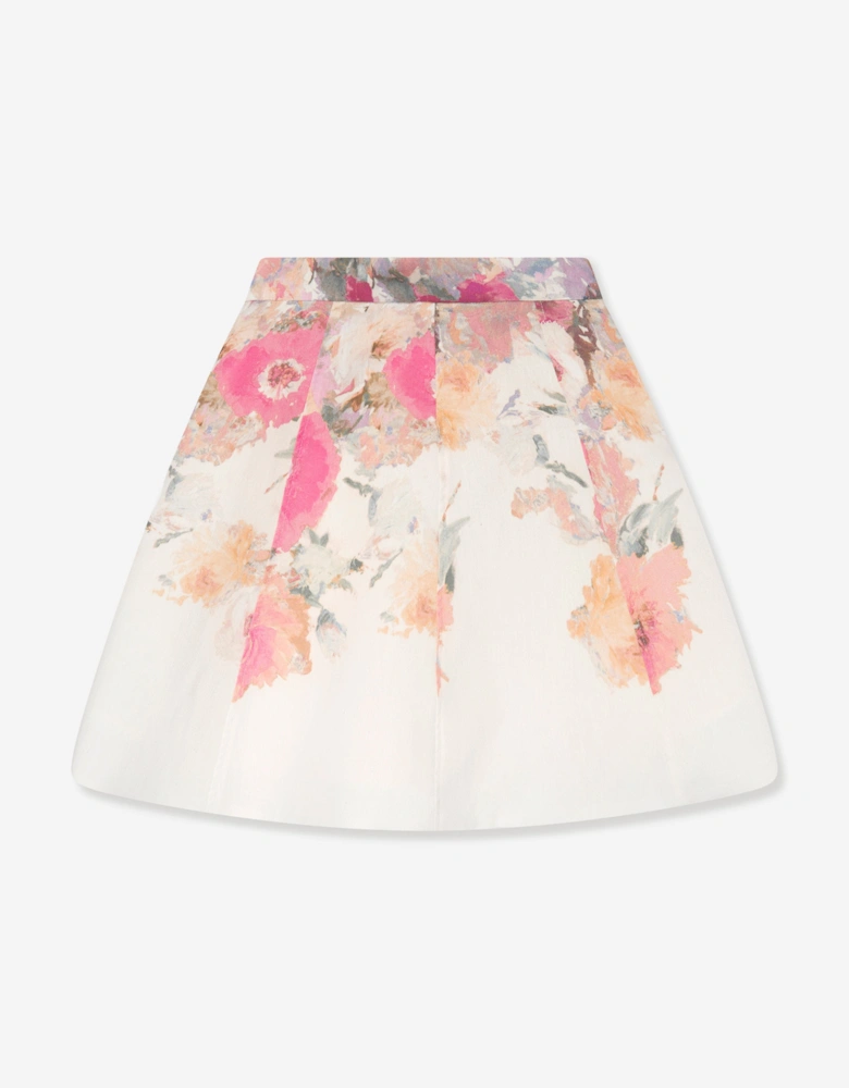 Girls Flower Print Skirt in Multicolour