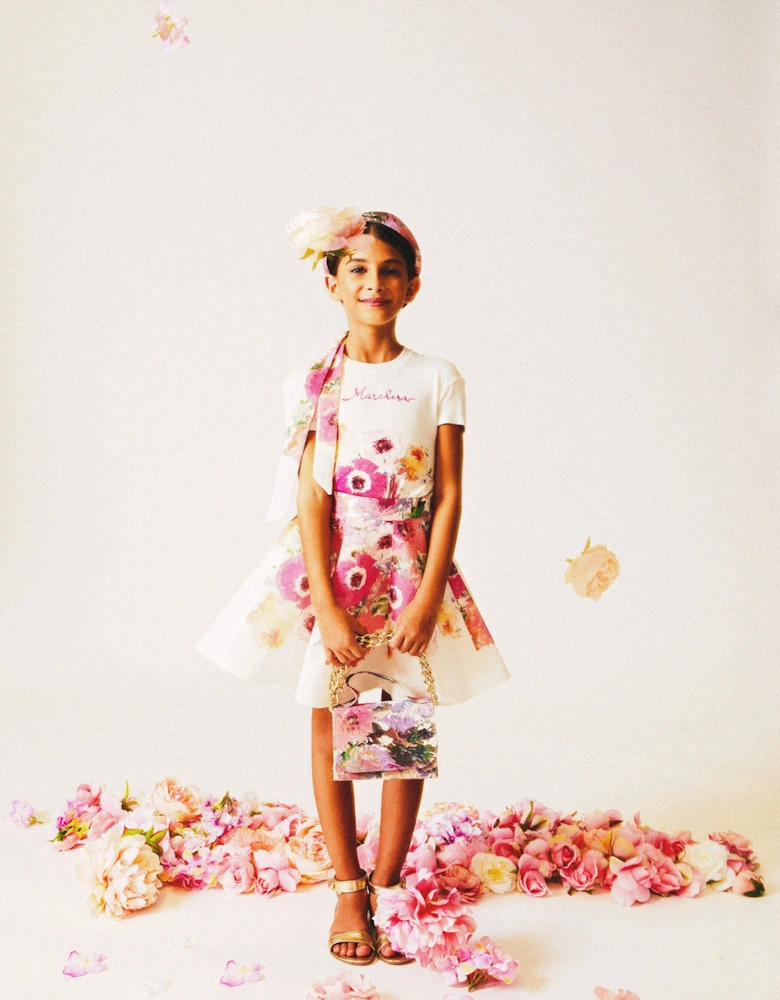 Girls Flower Print Skirt in Multicolour