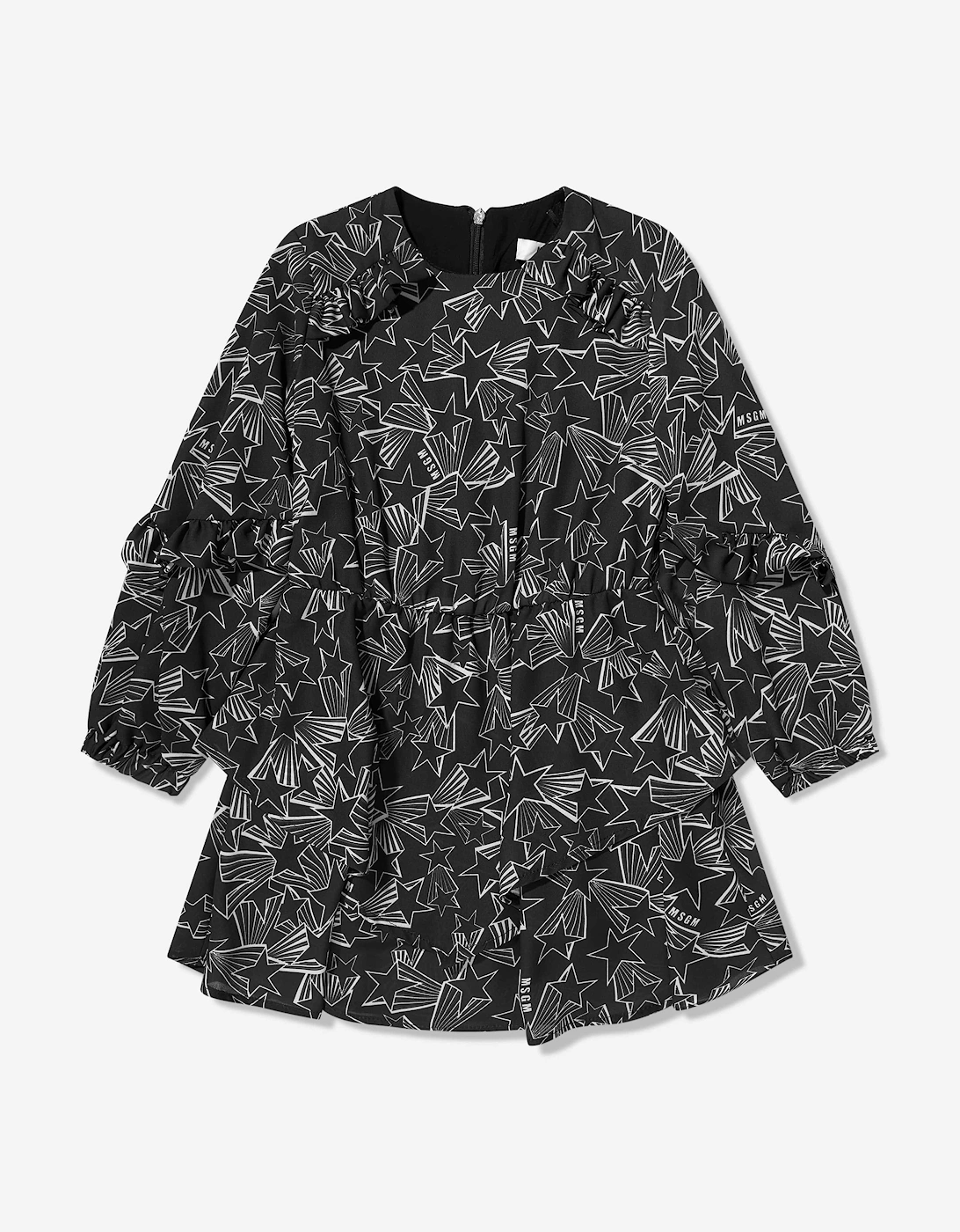 Girl's MSGM Girls Georgette Dress in Black - Size: 6 years