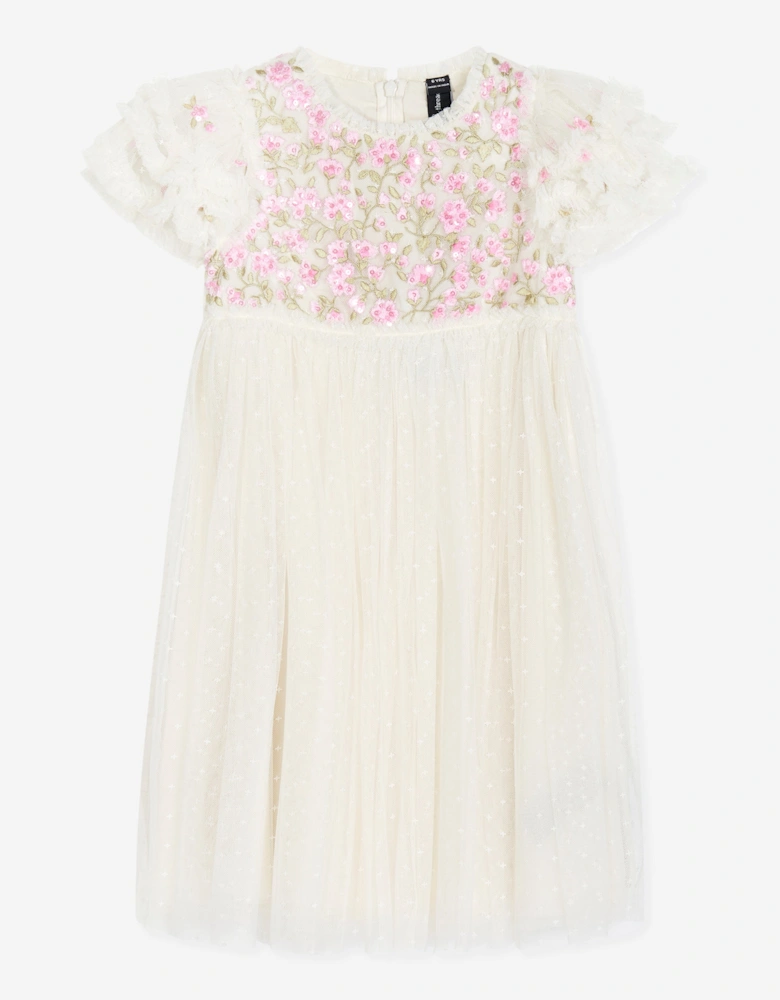 Girls Tulle Posy Bodice Dress in Pink