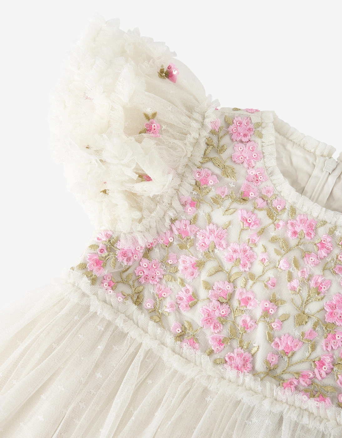 Girls Tulle Posy Bodice Dress in Pink
